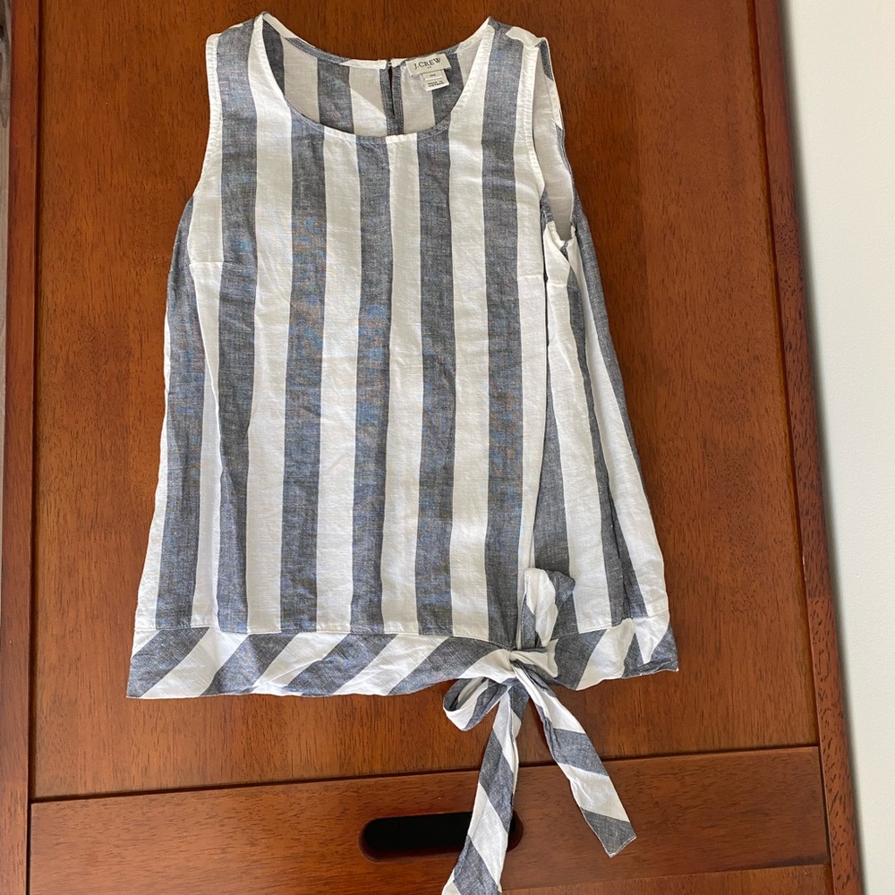 J. Crew Blue & White Stripe Bow-tie Tank